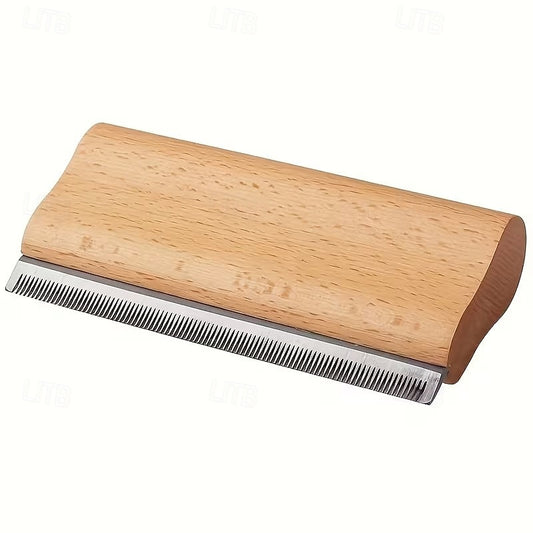 Wood-Handle Pet Shedding Comb, Medium