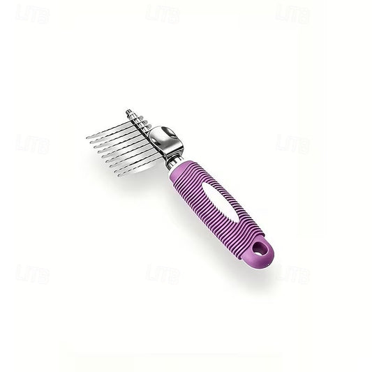 Purple-Handle Pet Grooming Rake